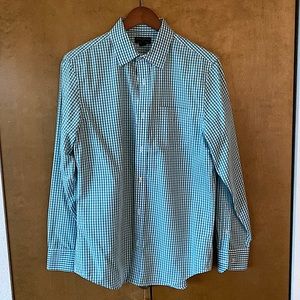 Banana Republic Button Down Shirt Green/Blue Gingham Medium (15/15.5
